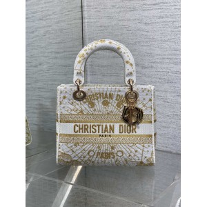Dior lady medium size 24x20x11cm embroidery Bags