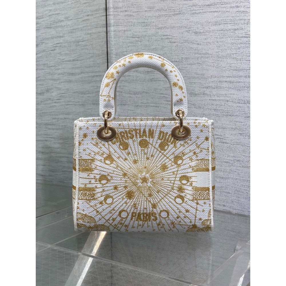 Dior lady medium size 24x20x11cm embroidery Bags