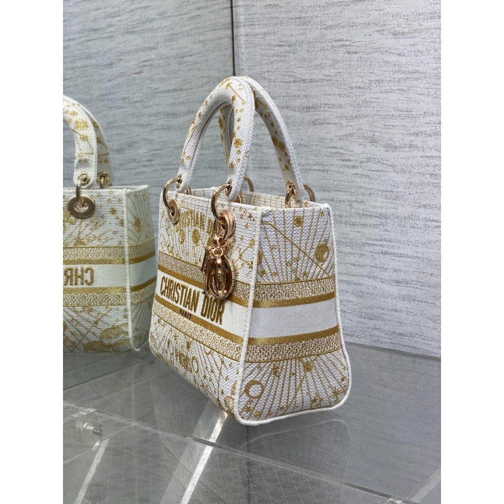 Dior lady medium size 24x20x11cm embroidery Bags