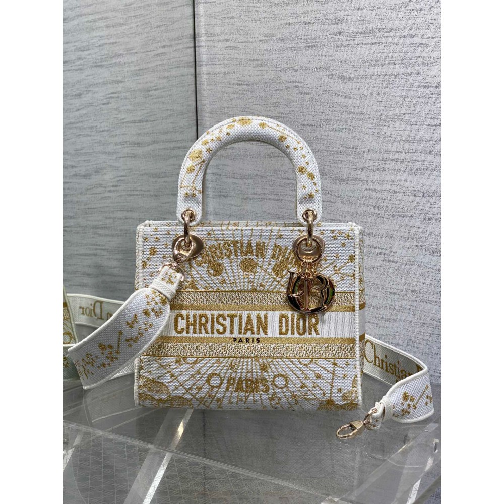 Dior lady medium size 24x20x11cm embroidery Bags
