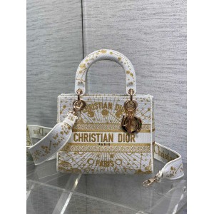 Dior lady medium size 24x20x11cm embroidery Bags