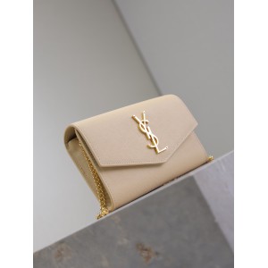 Ysl uptown chain wallet in grain de poudre embossed leather Bags