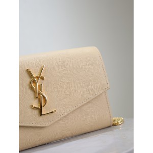 Ysl uptown chain wallet in grain de poudre embossed leather Bags