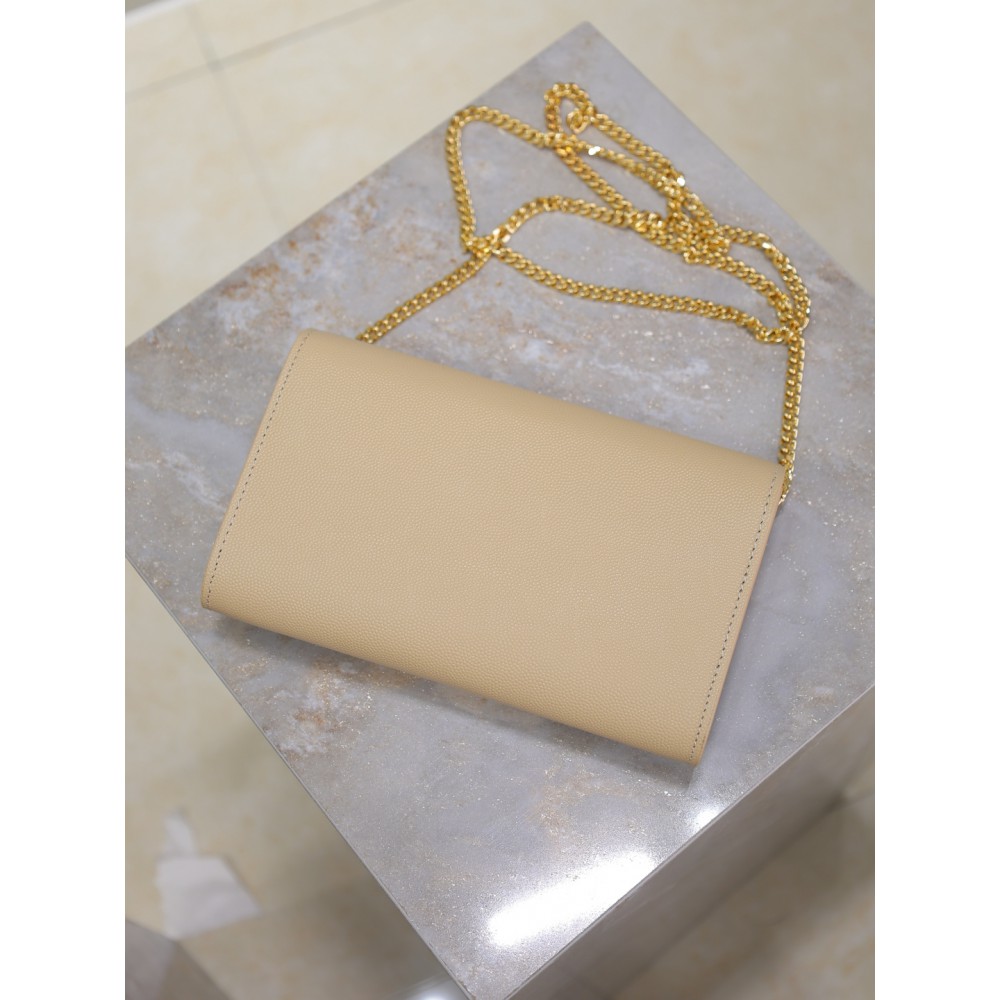 Ysl uptown chain wallet in grain de poudre embossed leather Bags