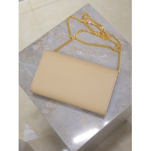 Ysl uptown chain wallet in grain de poudre embossed leather Bags