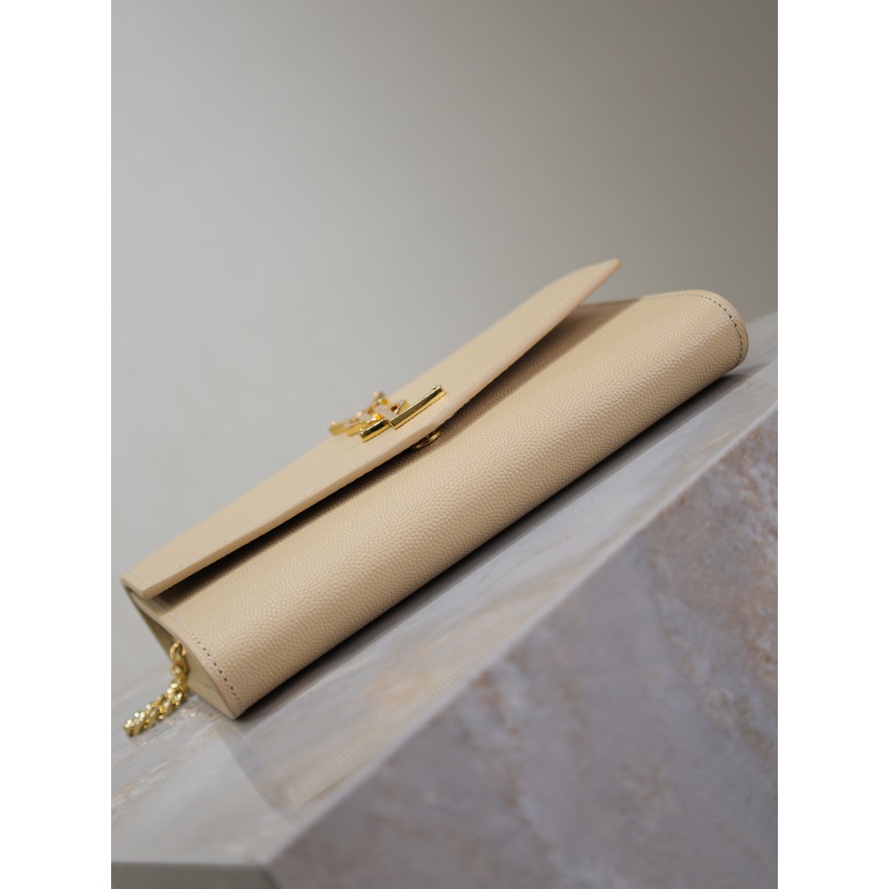 Ysl uptown chain wallet in grain de poudre embossed leather Bags