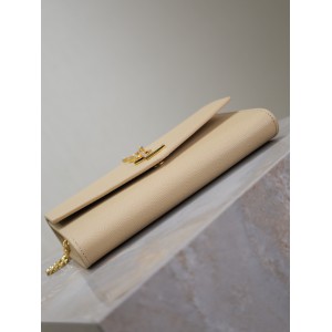 Ysl uptown chain wallet in grain de poudre embossed leather Bags