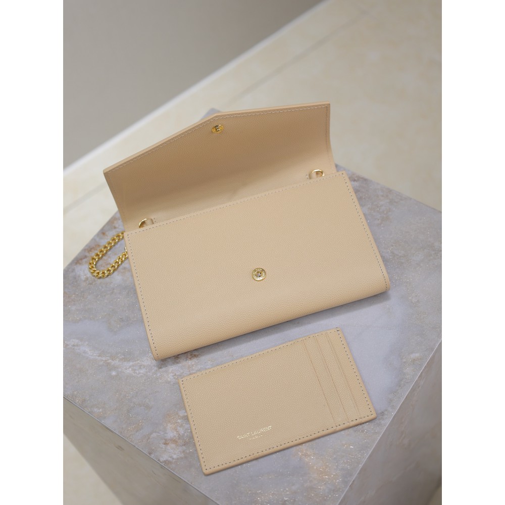 Ysl uptown chain wallet in grain de poudre embossed leather Bags