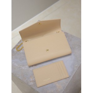 Ysl uptown chain wallet in grain de poudre embossed leather Bags