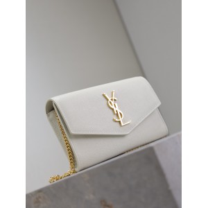 Ysl uptown chain wallet in grain de poudre embossed leather Bags