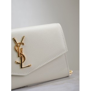 Ysl uptown chain wallet in grain de poudre embossed leather Bags