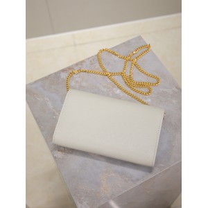 Ysl uptown chain wallet in grain de poudre embossed leather Bags