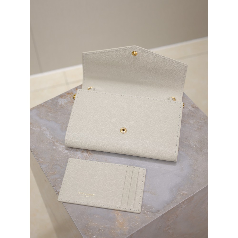 Ysl uptown chain wallet in grain de poudre embossed leather Bags