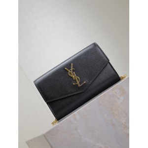 Ysl uptown chain wallet in grain de poudre embossed leather Bags