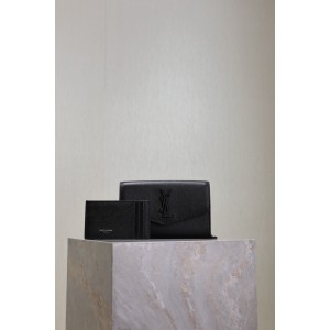 Ysl uptown chain wallet in grain de poudre embossed leather Bags