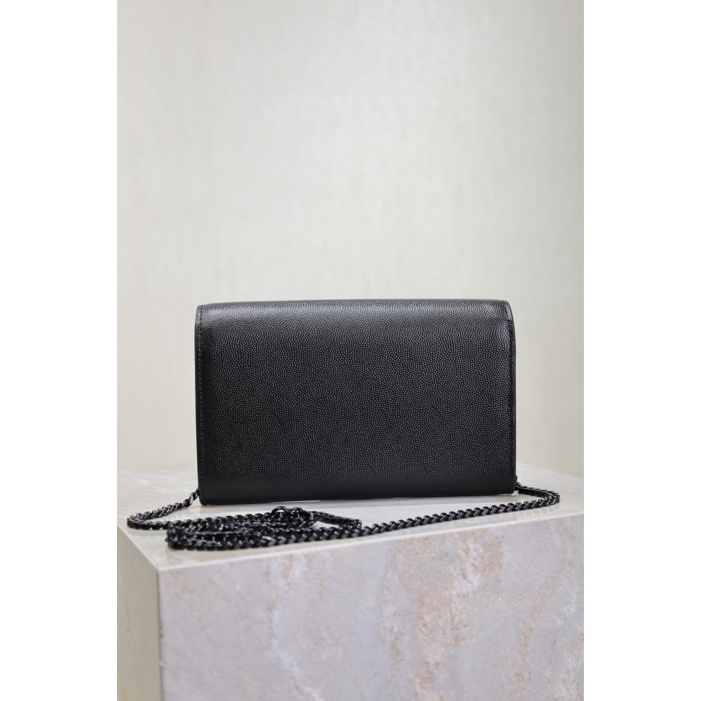 Ysl uptown chain wallet in grain de poudre embossed leather Bags