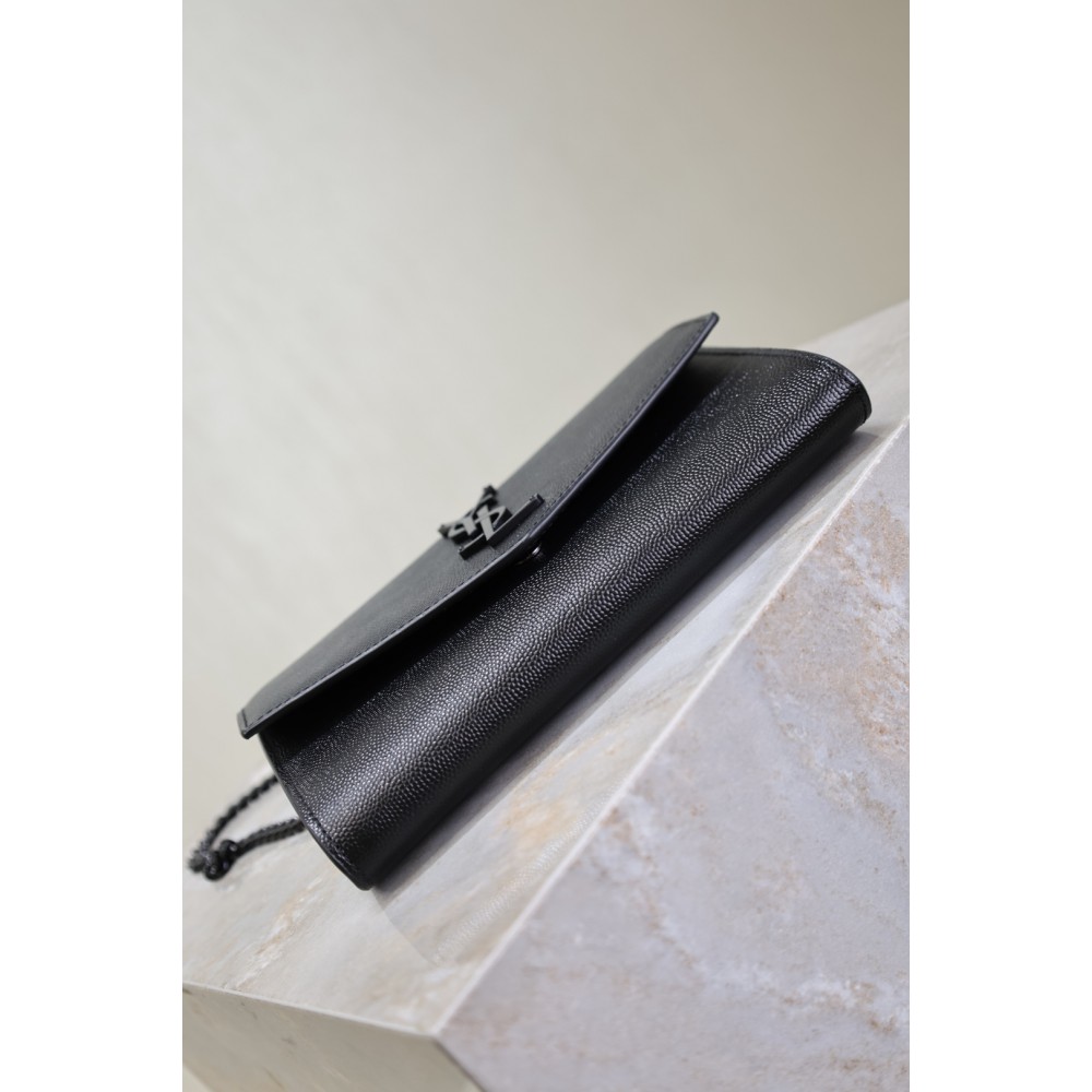 Ysl uptown chain wallet in grain de poudre embossed leather Bags