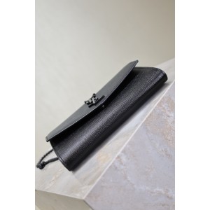 Ysl uptown chain wallet in grain de poudre embossed leather Bags