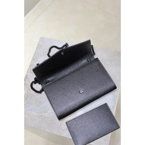 Ysl uptown chain wallet in grain de poudre embossed leather Bags