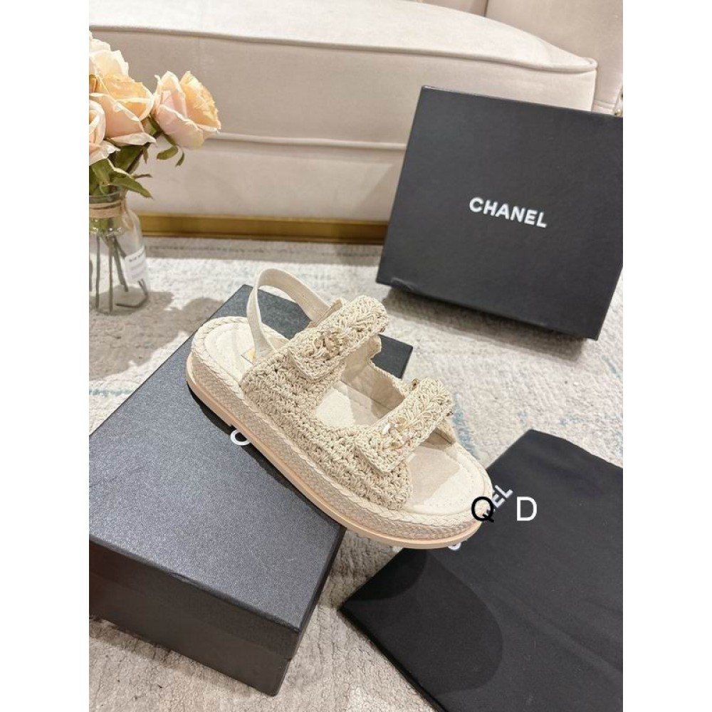 Chanel Dad sandals raffia suede insole 35-42 Shoes