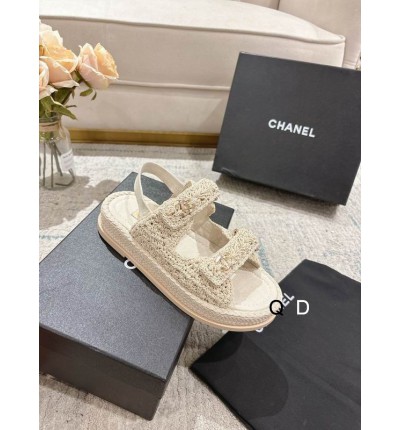 Chanel Dad sandals raffia suede insole 35-42