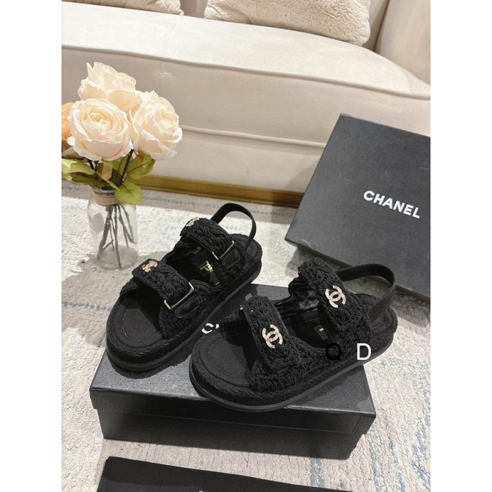 Chanel Dad sandals raffia suede insole 35-42 Shoes