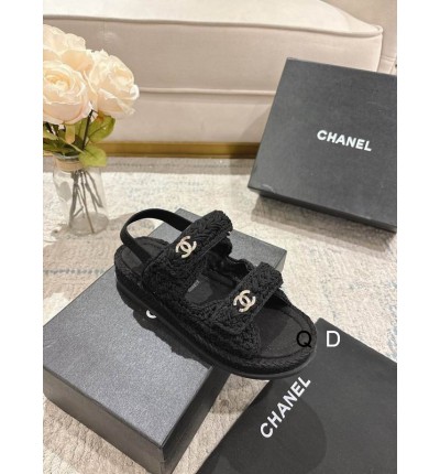 Chanel Dad sandals raffia suede insole 35-42
