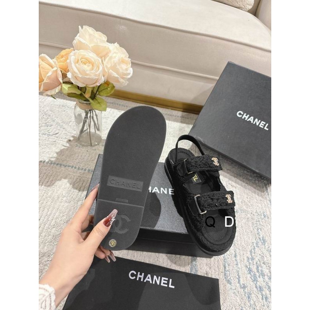 Chanel Dad sandals raffia suede insole 35-42 Shoes