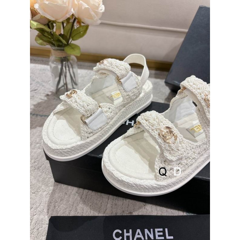 Chanel Dad sandals raffia suede insole 35-42 Shoes