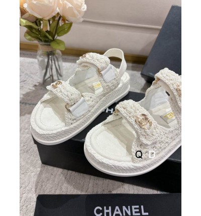 Chanel Dad sandals raffia suede insole 35-42