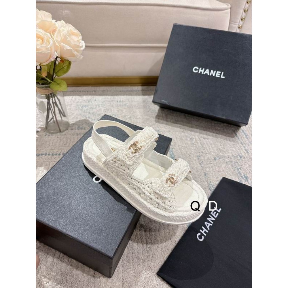 Chanel Dad sandals raffia suede insole 35-42 Shoes