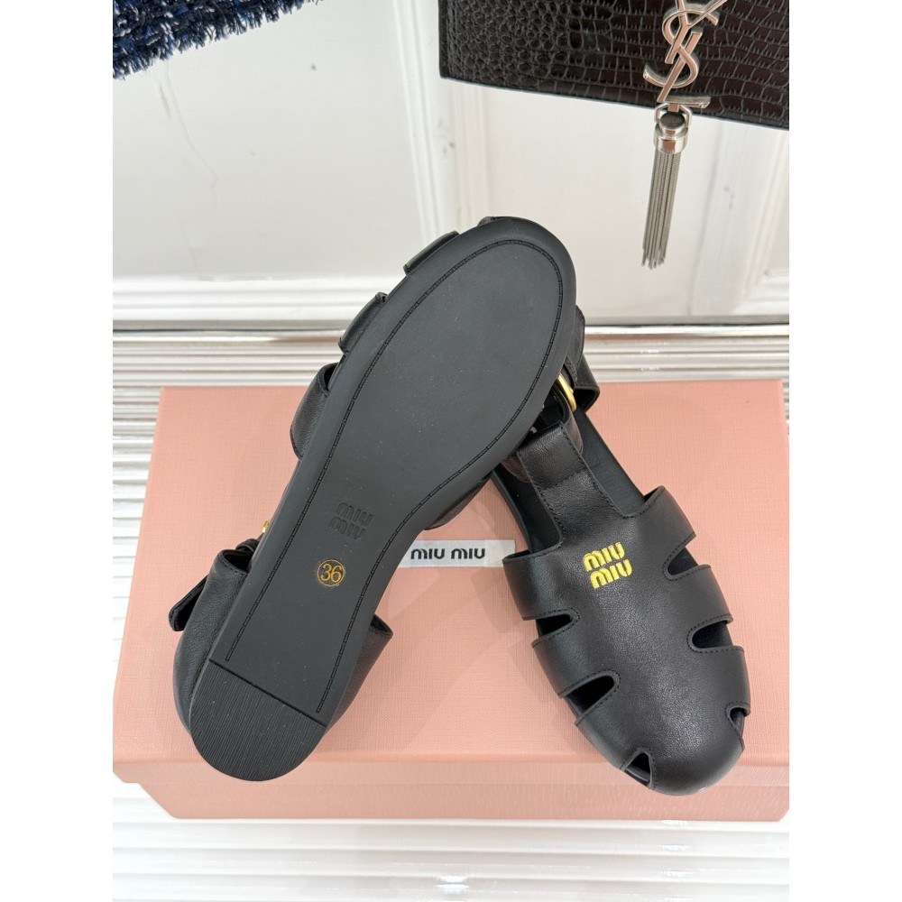 Miu Miu Ruches nappa leather fisherman's sandals 35-42 Shoes
