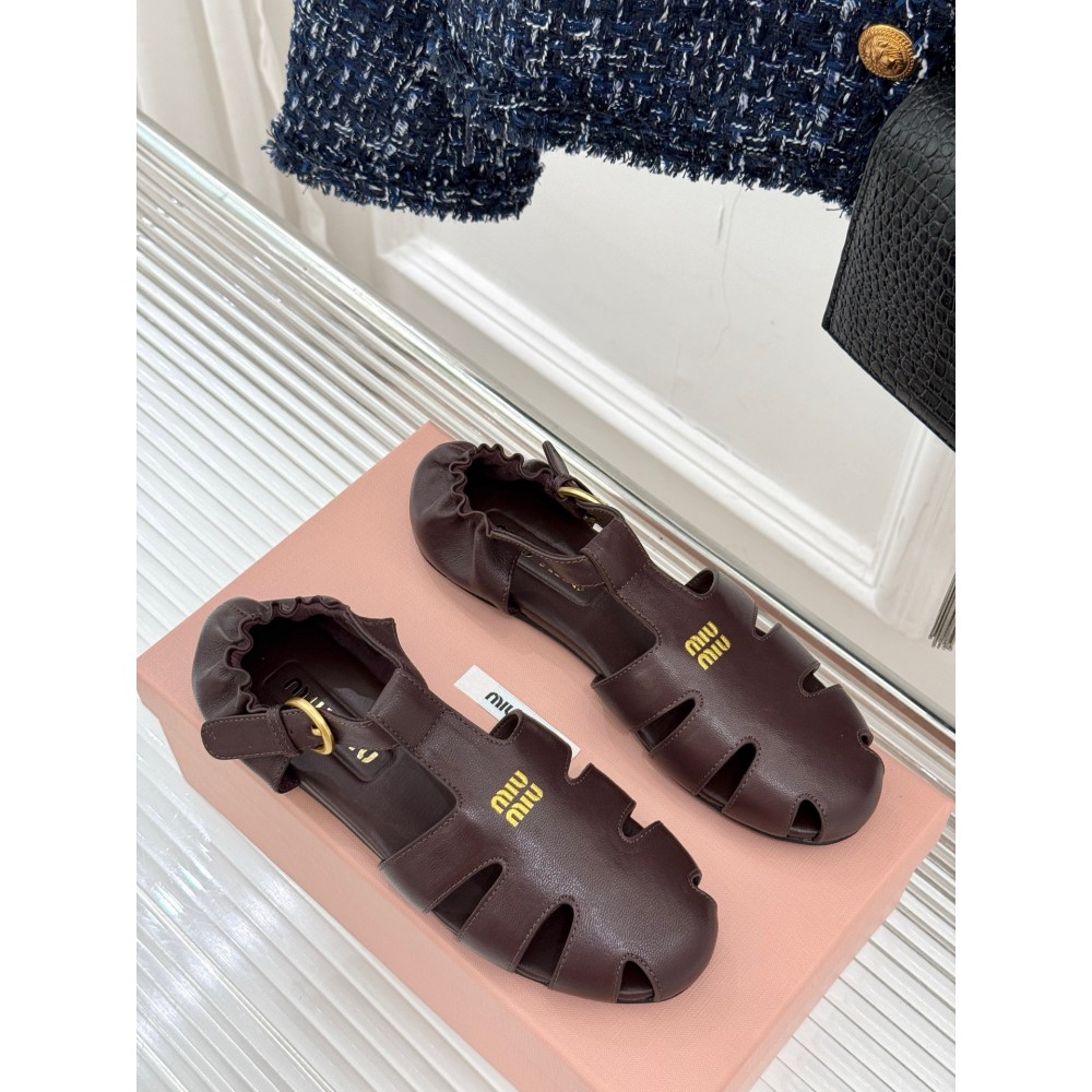 Miu Miu Ruches nappa leather fisherman's sandals 35-42 Shoes