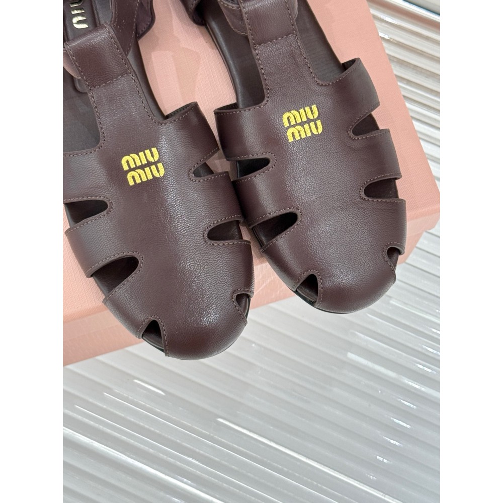 Miu Miu Ruches nappa leather fisherman's sandals 35-42 Shoes