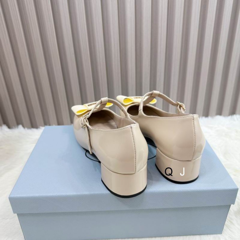 Prada Bow-detail leather Mary Jane flats 35-42 Shoes