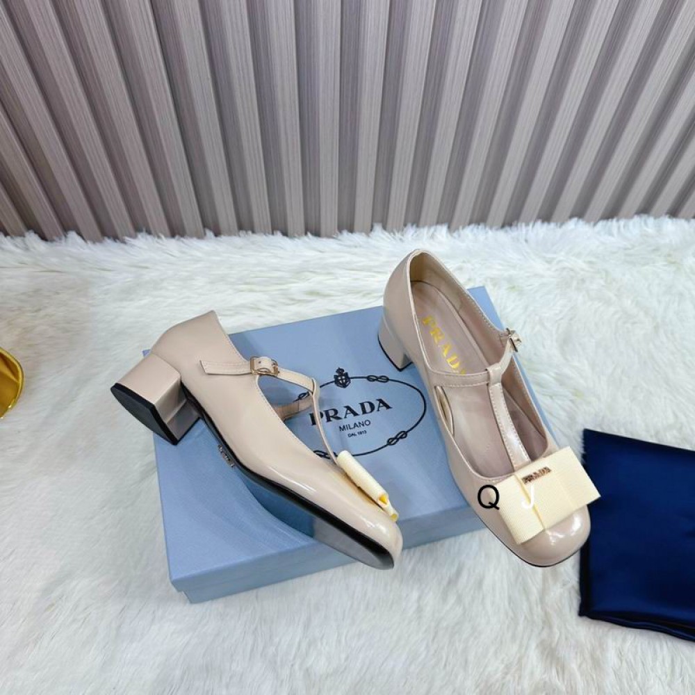 Prada Bow-detail leather Mary Jane flats 35-42 Shoes