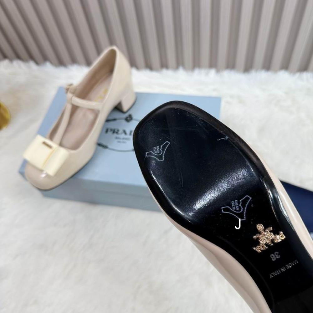 Prada Bow-detail leather Mary Jane flats 35-42 Shoes