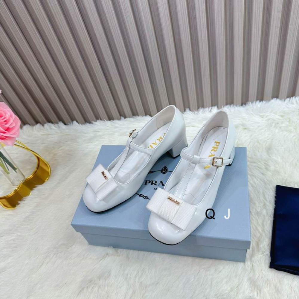 Prada Bow-detail leather Mary Jane flats 35-42 Shoes