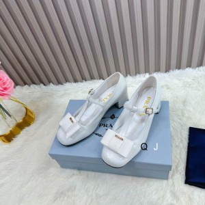 Prada Bow-detail leather Mary Jane flats 35-42 Shoes