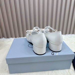 Prada Bow-detail leather Mary Jane flats 35-42 Shoes