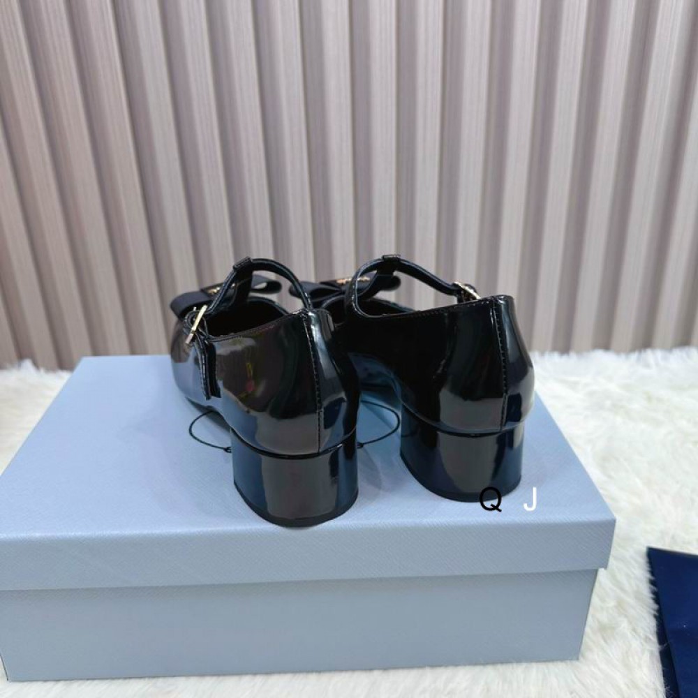 Prada Bow-detail leather Mary Jane flats 35-42 Shoes
