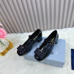 Prada Bow-detail leather Mary Jane flats 35-42 Shoes