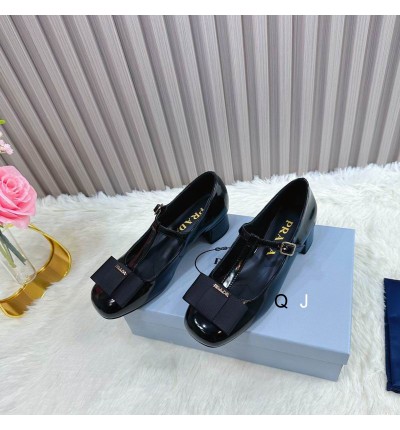 Prada Bow-detail leather Mary Jane flats 35-42