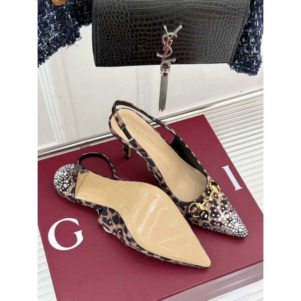Gucci Erin GG Crystal Canvas Slingback Pump 8.5cm heel 35-42 Shoes