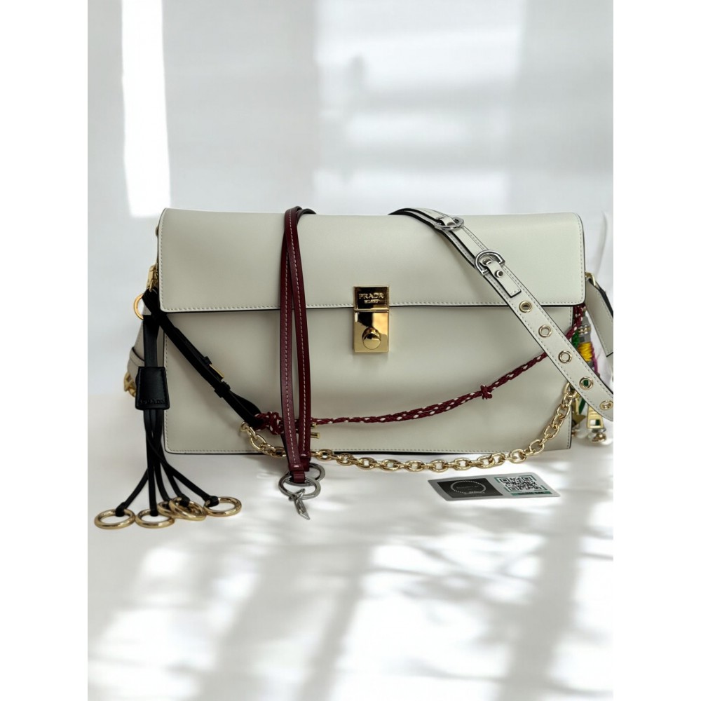 Prada Soft Sound large leather shoulder bag with charms 35x19.5x10.5cm Bags