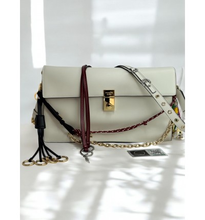 Prada Soft Sound large leather shoulder bag with charms 35x19.5x10.5cm