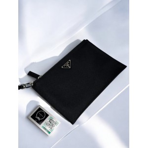Prada logo plaque clutch saffiano leather 28x20cm Προσφορές