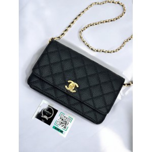 Chanel classic flap bag 19x12x4cm grained leather 100% Προσφορές