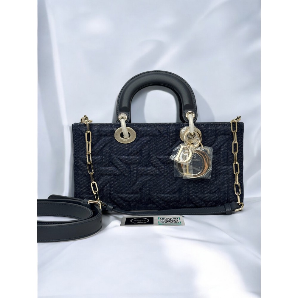Dior d lady medium bag blue Graphic Cannage denim Bags