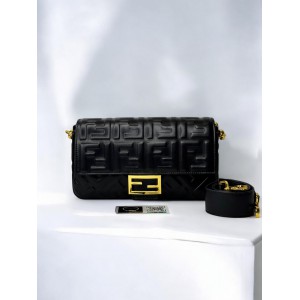 Fendi Baguette 26x5x15cm black leather Προσφορές